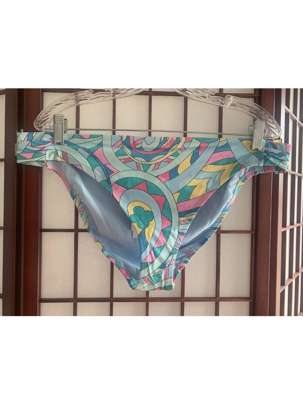 NWT Jessica Simpson Powder Blue Pastel Multi-Color Gathered Bikini Bottoms SZ XL